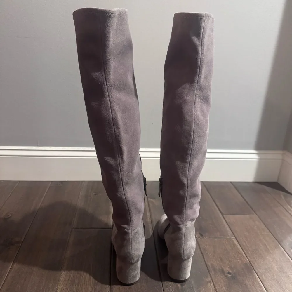 Cole Haan Elnora Gray Suede Over the Knee Chunky Heel Boots 8B